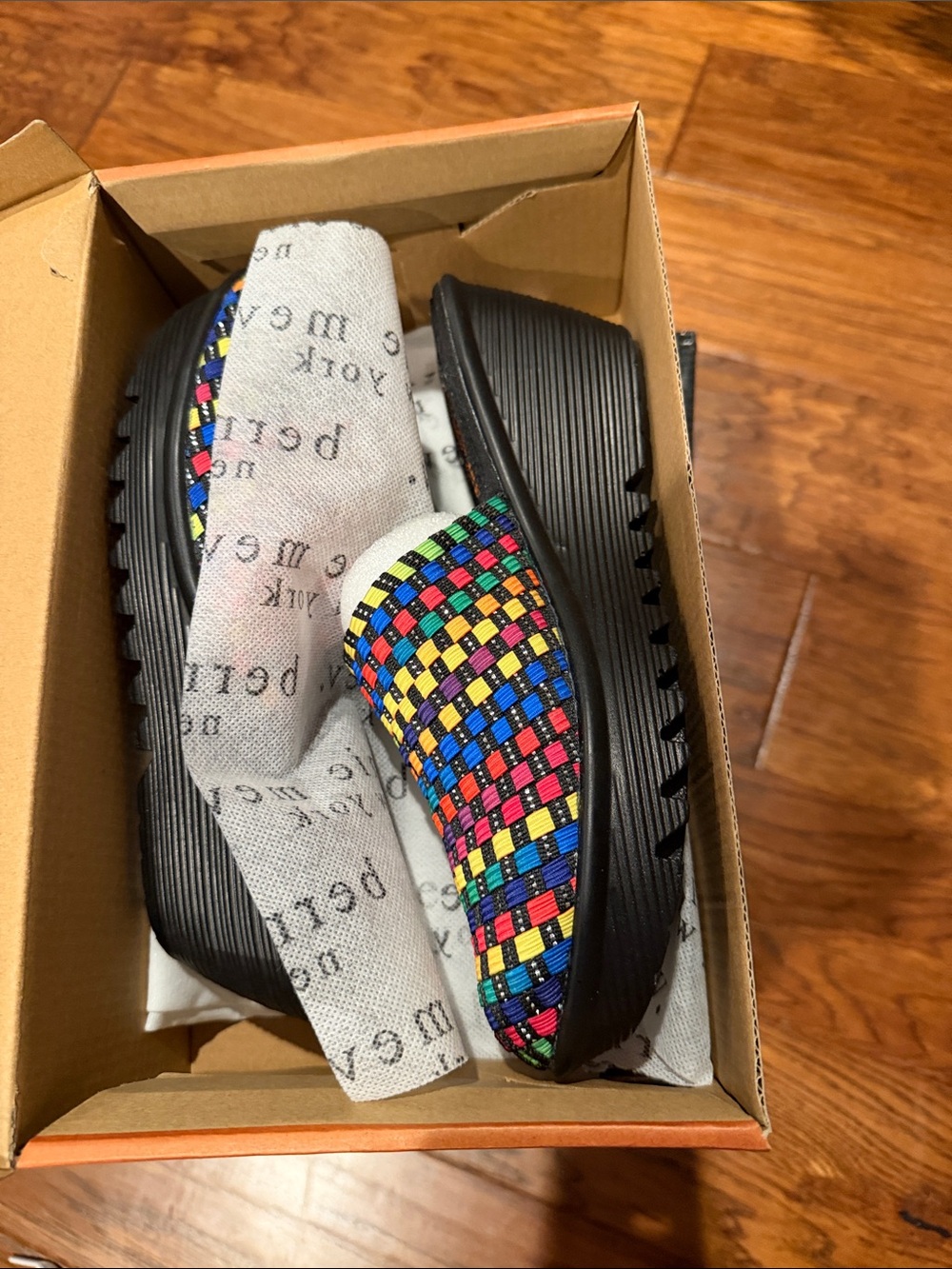bernie mev. Multicolor Woven Platform Clog